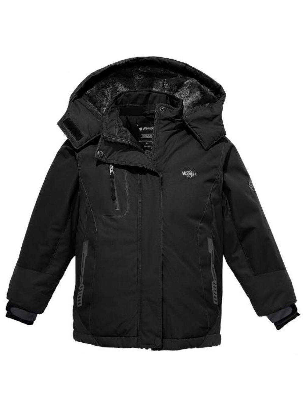 Wantdo Girls Winter Ski Jacket Black Size 10-12 Waterproof Plush Lined NWT